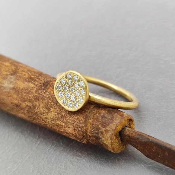 Engagement ring. 14K Yellow gold ring with 0.18ct Diamonds. UNIQUE beautiful - Picture 7 of 11